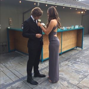 Lavender grey backless dress